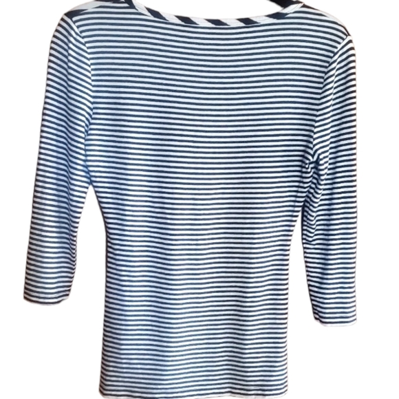 Jennifer Lopez Bk/Wh Stripe Knit Top w/ 3/4 Sleeves size XS - Picture 2 of 9
